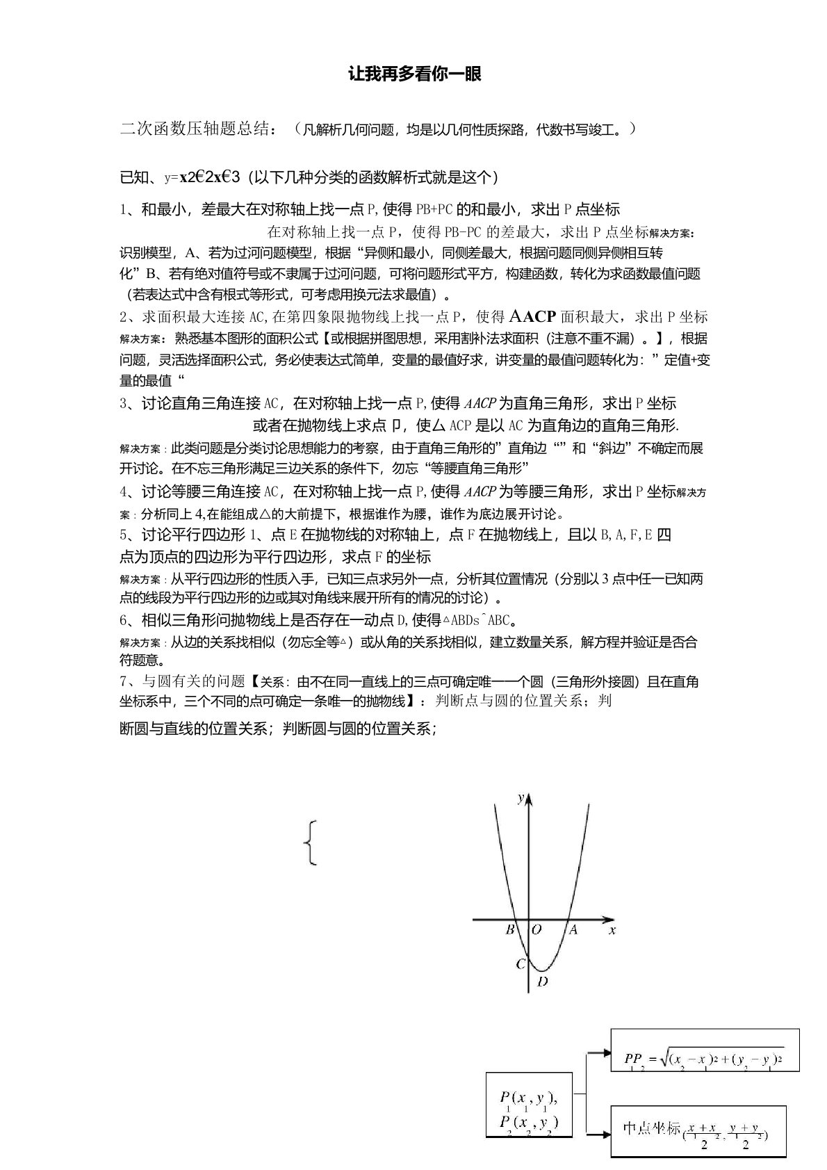 二次函数压轴题类型方法总结