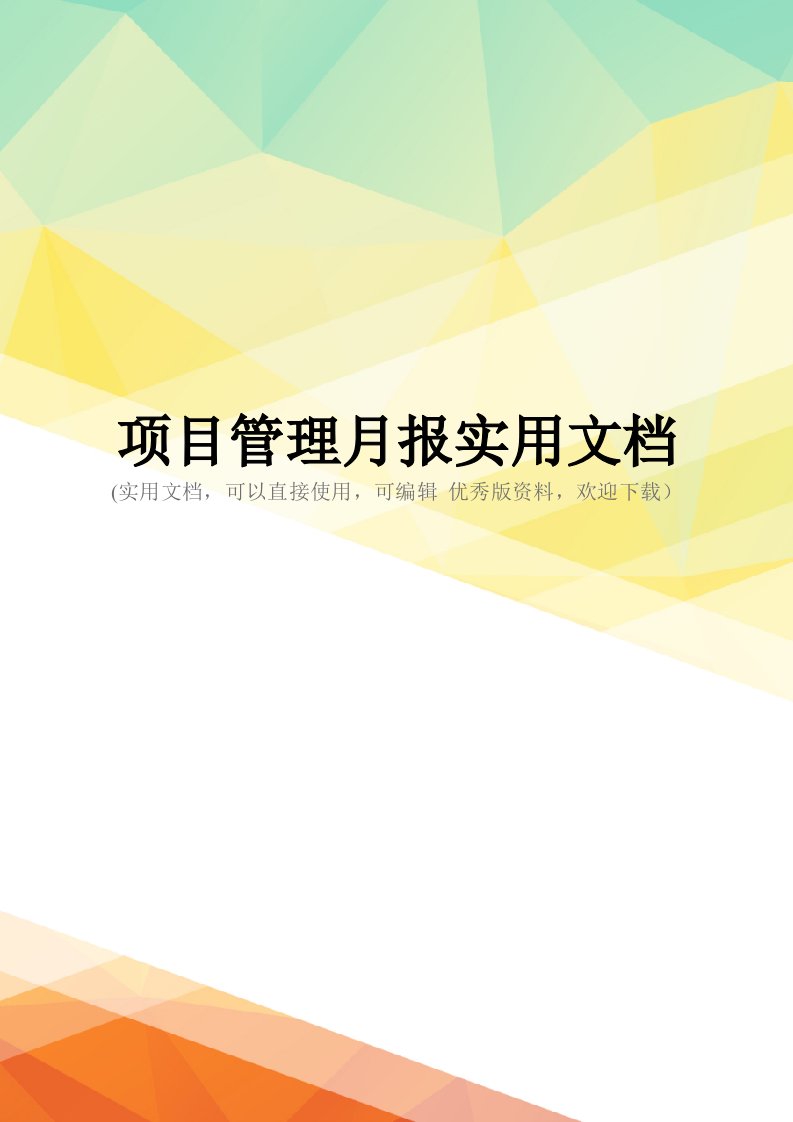 项目管理月报实用文档