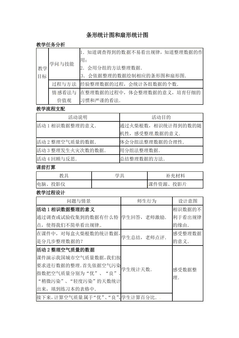 【教案】条形统计图和扇形统计图