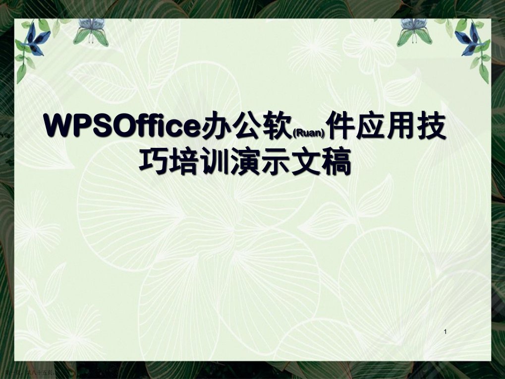 WPSOffice办公软件应用技巧培训演示文稿