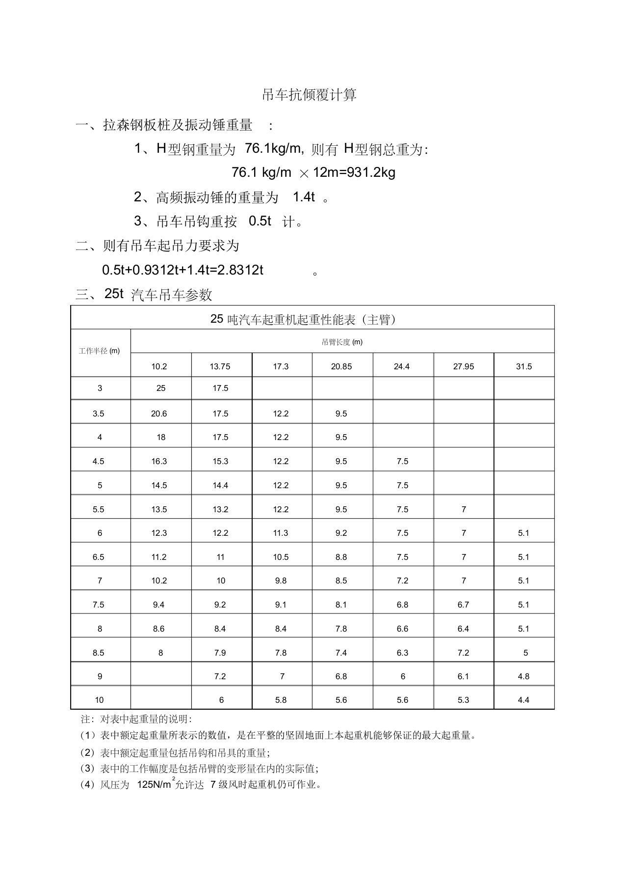 吊车抗倾覆检算