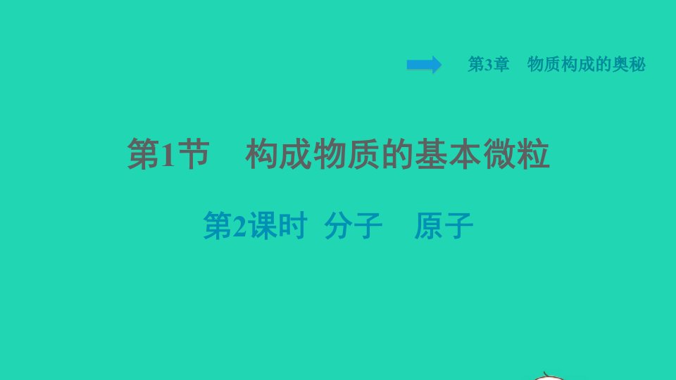 2021秋九年级化学上册第3章物质构成的奥秘第1节构成物质的基本微粒第2课时分子原子习题课件沪教版