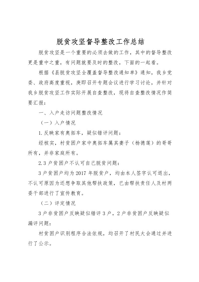 2022-脱贫攻坚督导整改工作总结