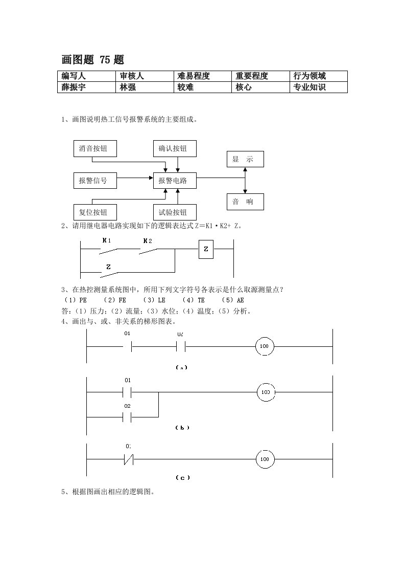 程保班技术题库（画图题）