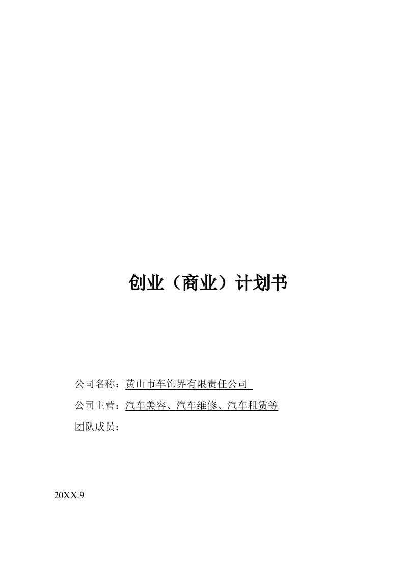 创业指南-汽车美容、租赁、维修行业创业策划书