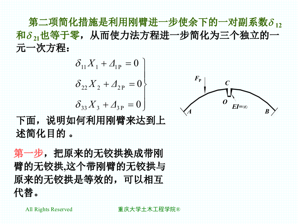 用弹性中心法计算对称无铰拱