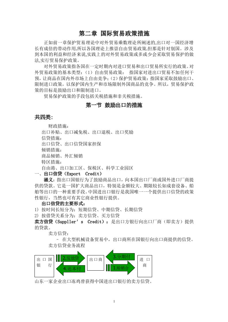 免费国际金融与贸易第二章第一节国际贸易政策措施