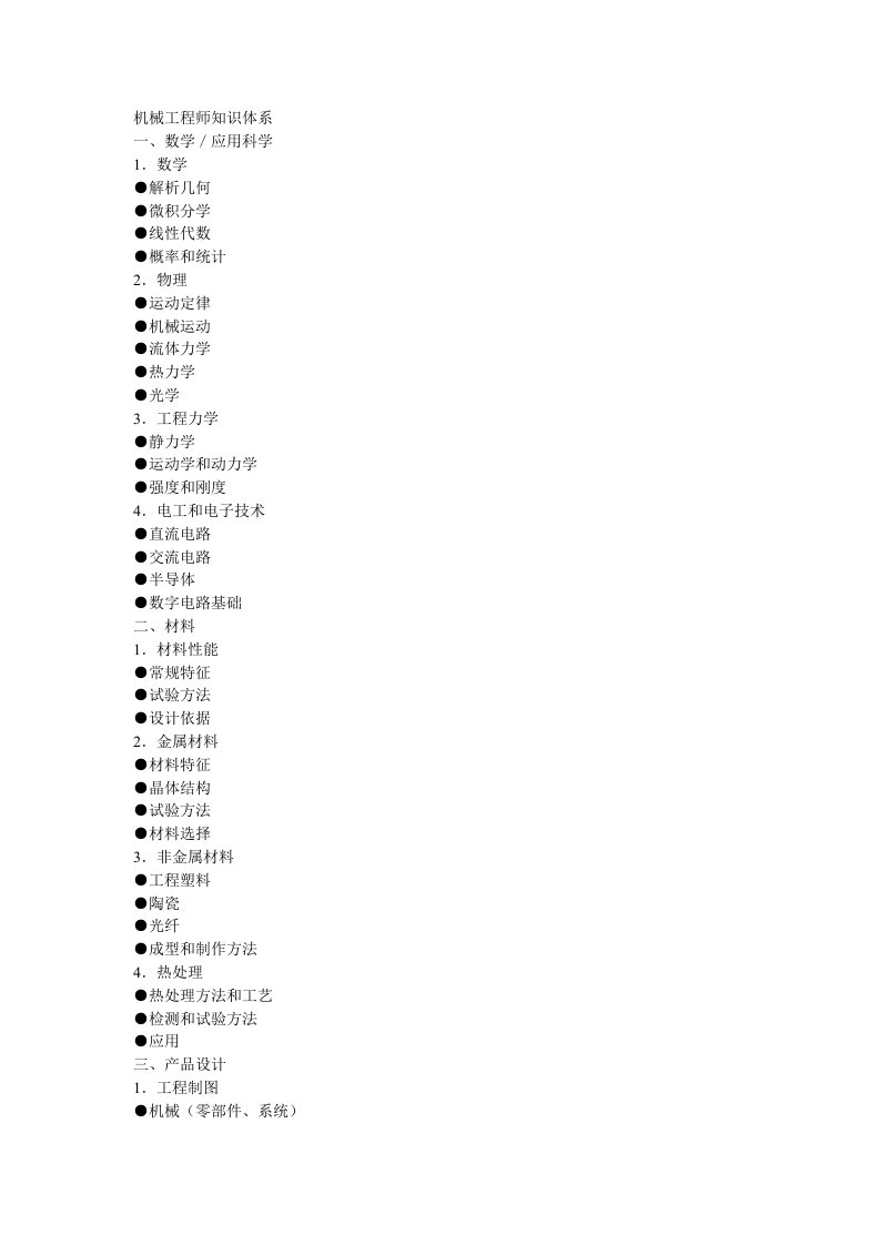 2021年机械工程师必备知识体系