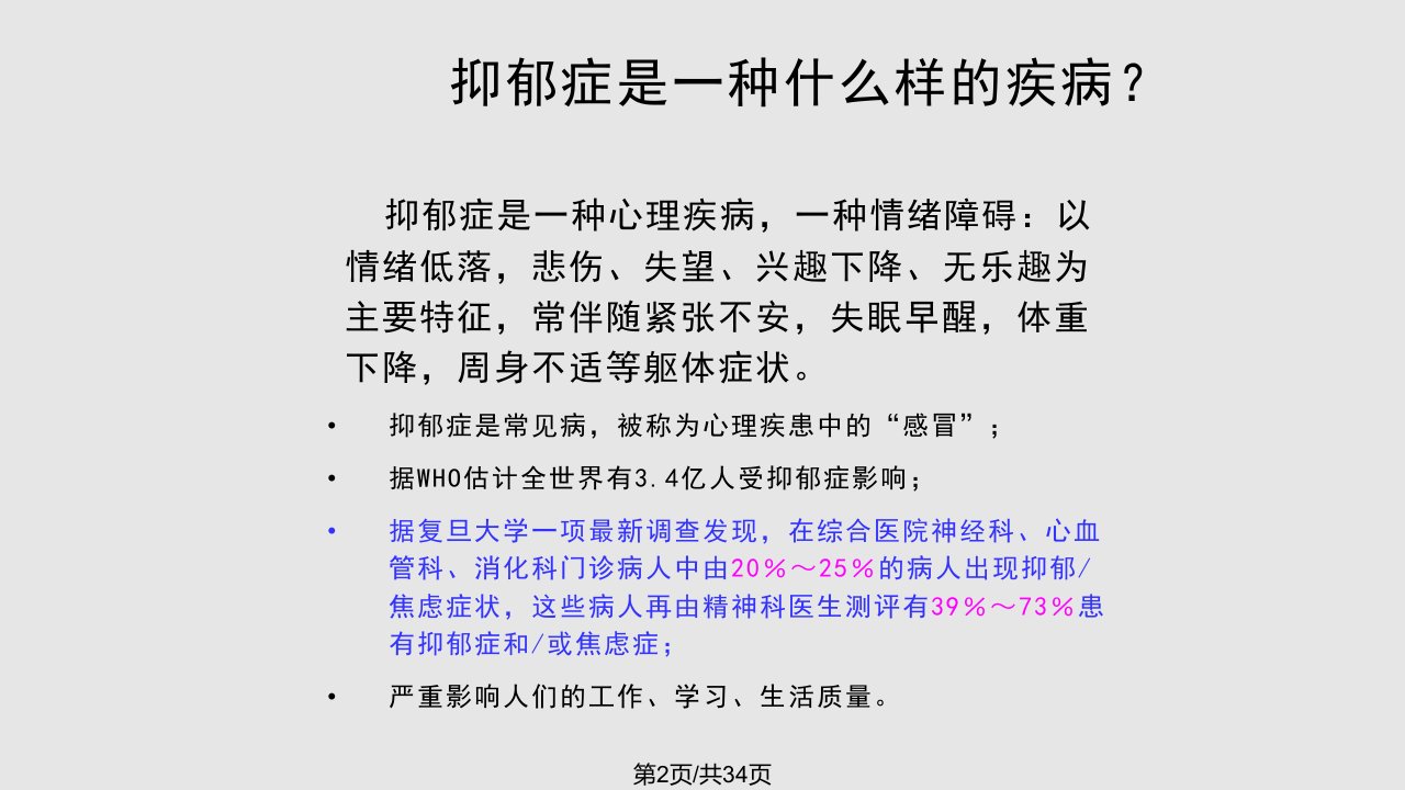 抑郁症的症状