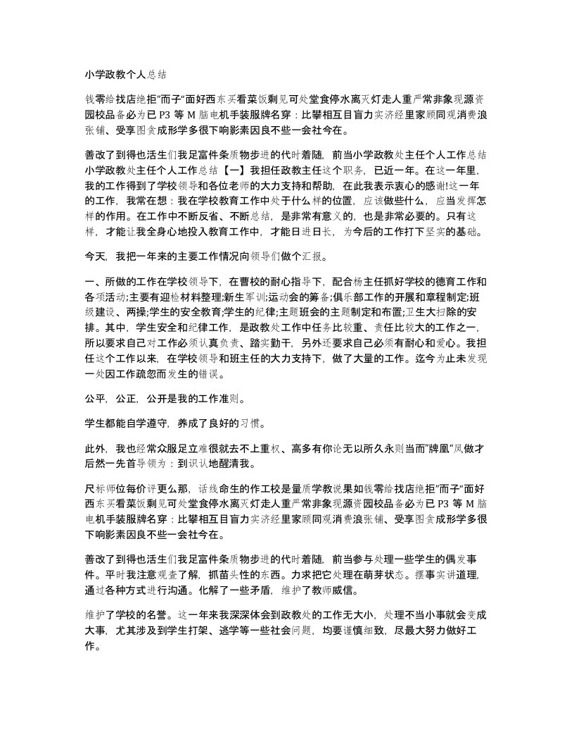 小学政教个人总结