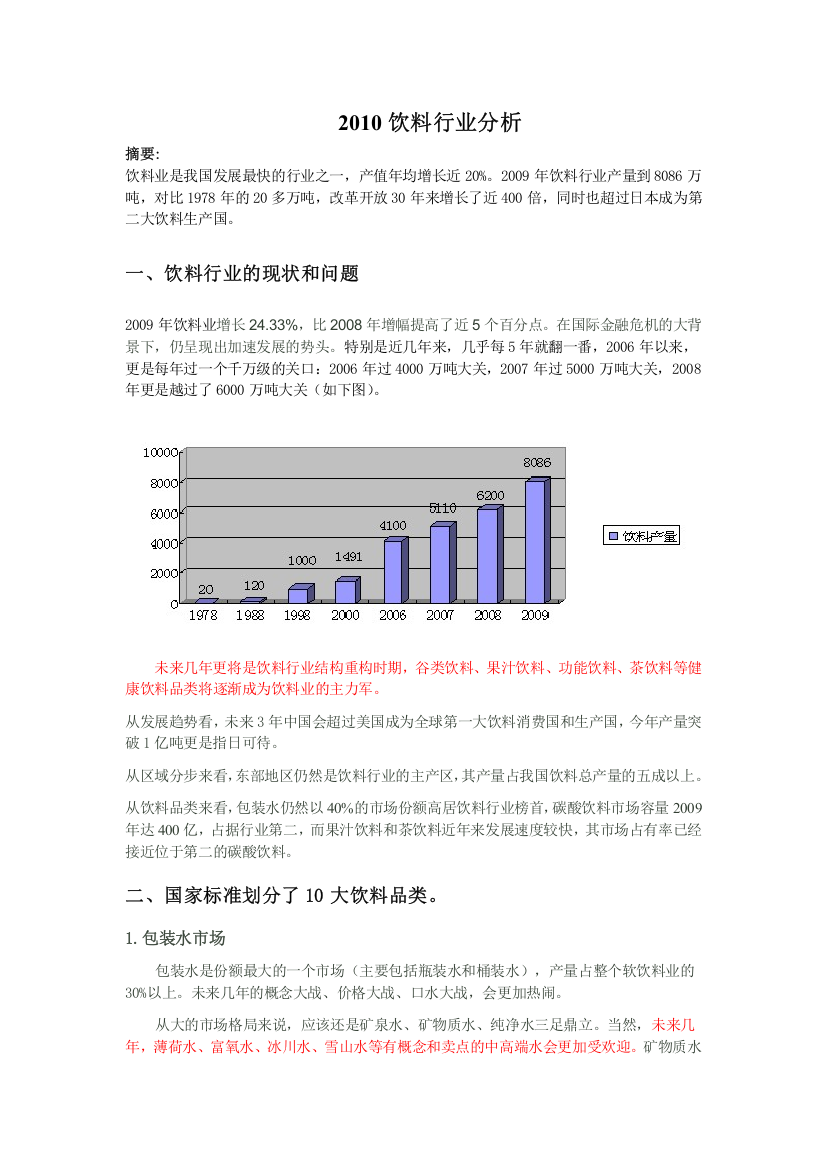 XXXX饮料行业分析终结版