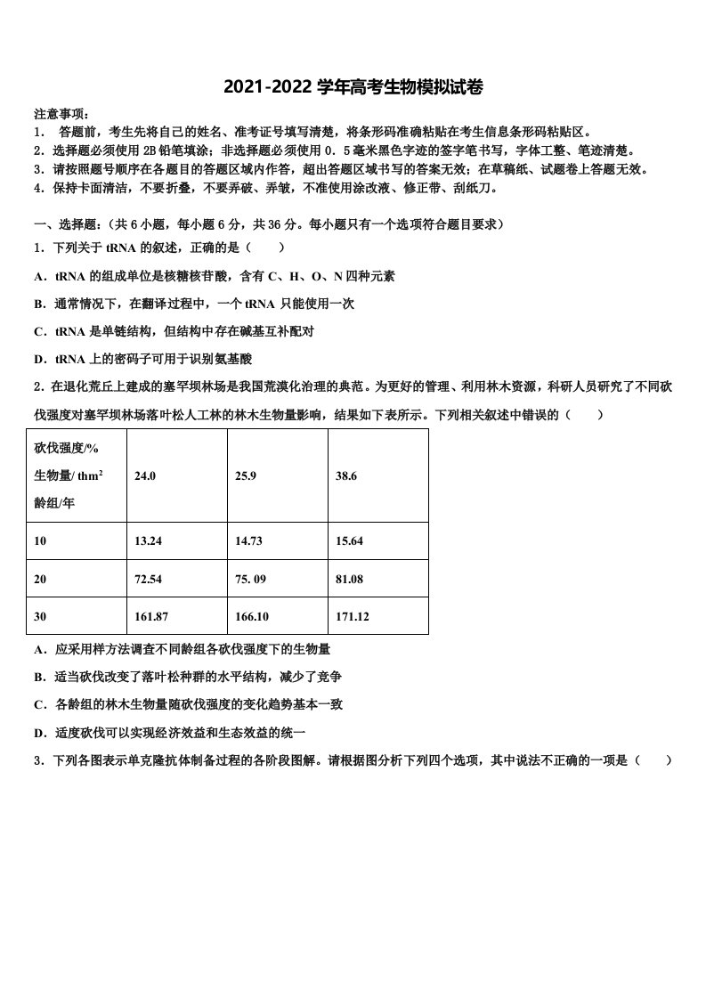 2022届河南省平顶山许昌济源高三第二次联考生物试卷含解析