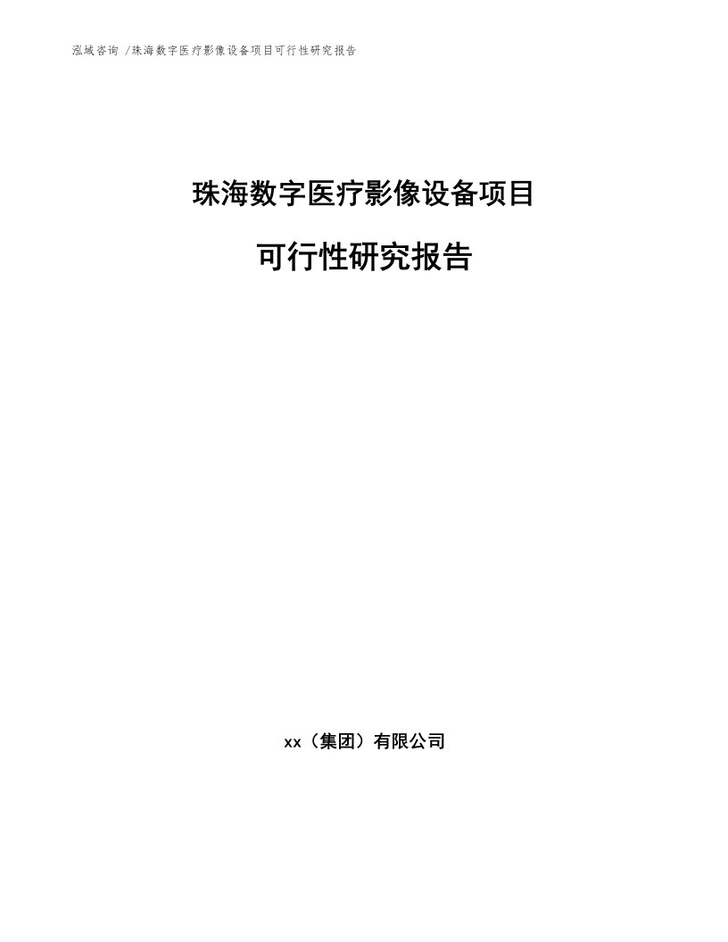 珠海数字医疗影像设备项目可行性研究报告（模板范文）