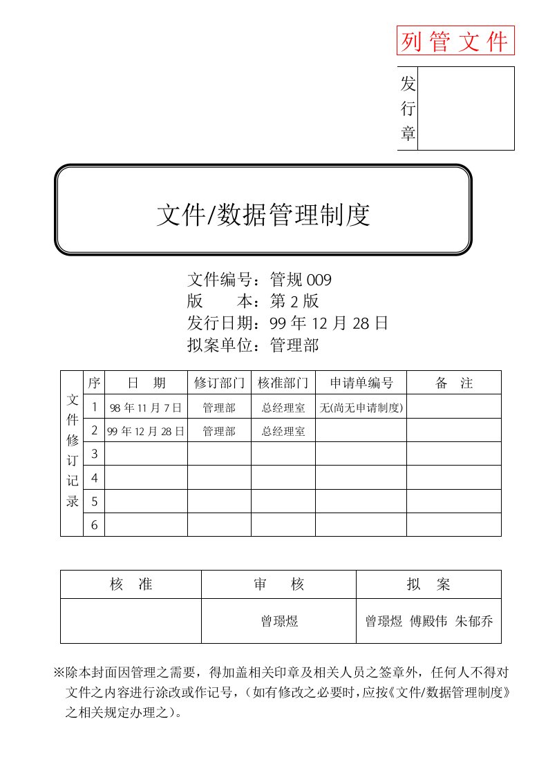 精选某某公司办公文件数据管理制度