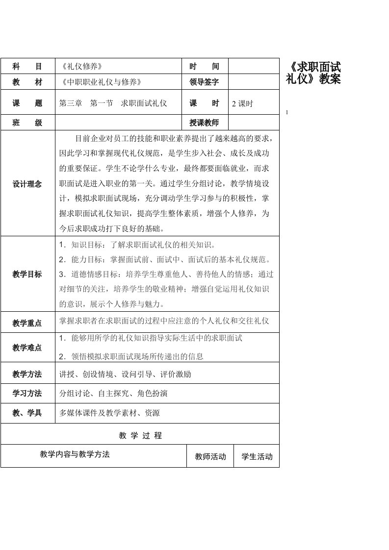 万小燕面试礼仪教案