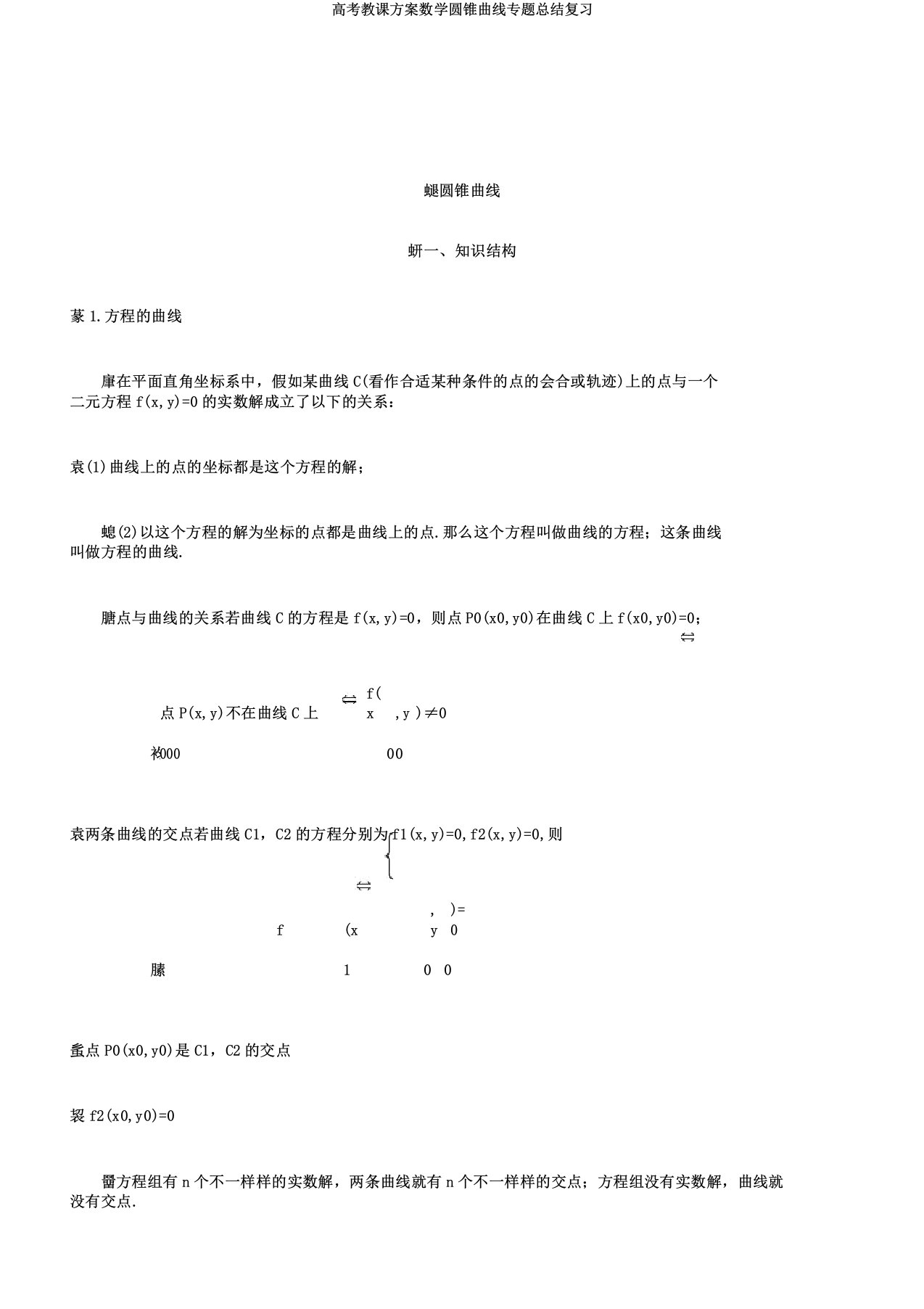 高考教案数学圆锥曲线专题总结复习