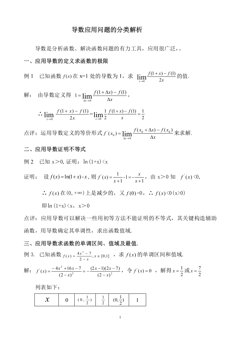 导数应用问题分类解析2