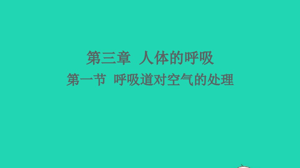 七年级生物下册第四单元生物圈中的人第三章人体的呼吸第一节呼吸道对空气的处理课件新版新人教版