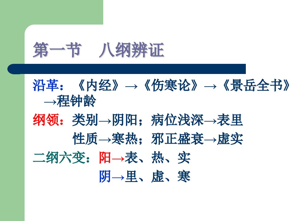 中医学基础(诊法辨证-辨证)ppt课件