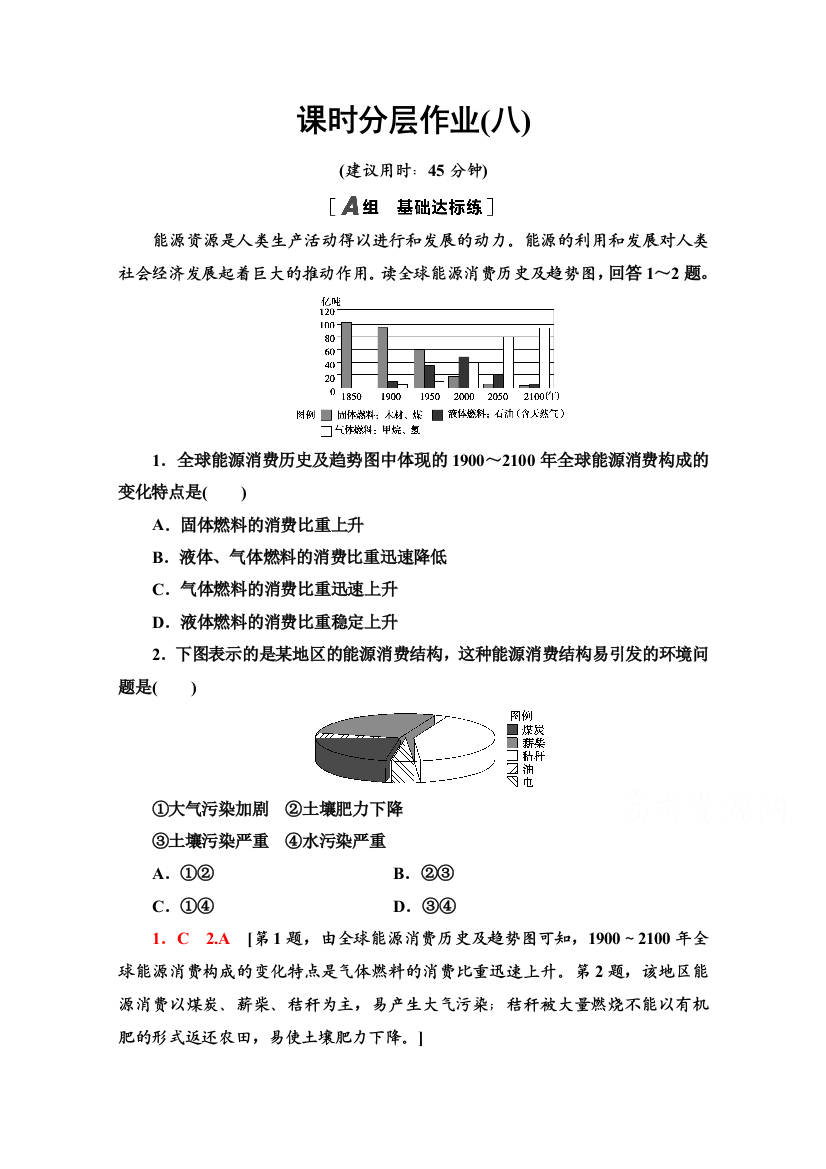 2020-2021学年人教版地理选修6课时分层作业：3-2　非可再生资源合理开发利用对策