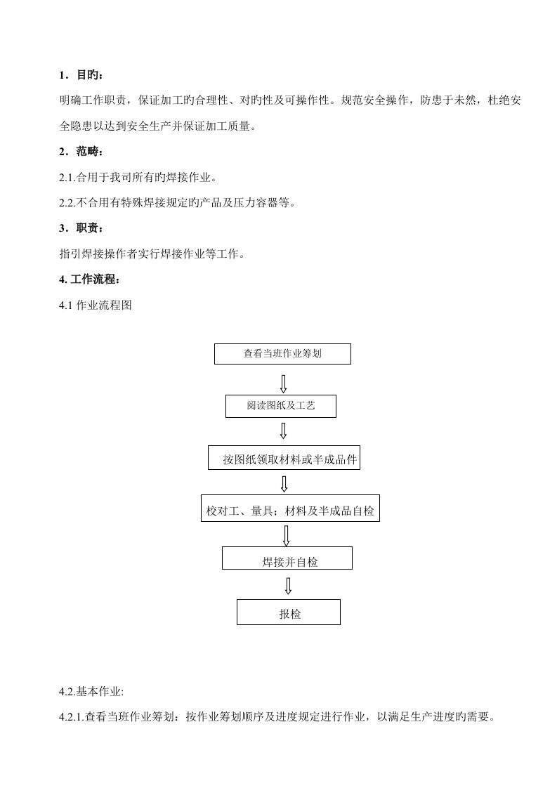 焊接标准工艺作业基础指导书