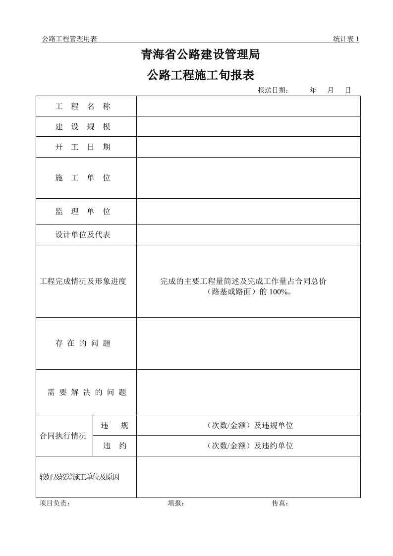 表格模板-公路工程施工旬报表