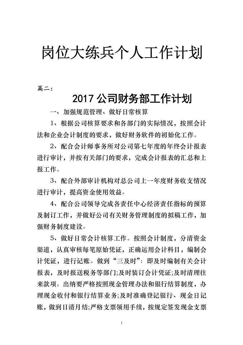 岗位大练兵个人工作计划