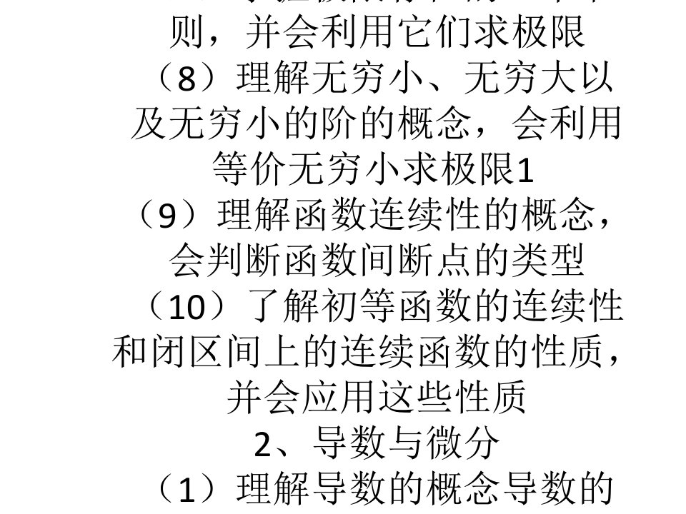 上海大学高等数学插班生考试范围