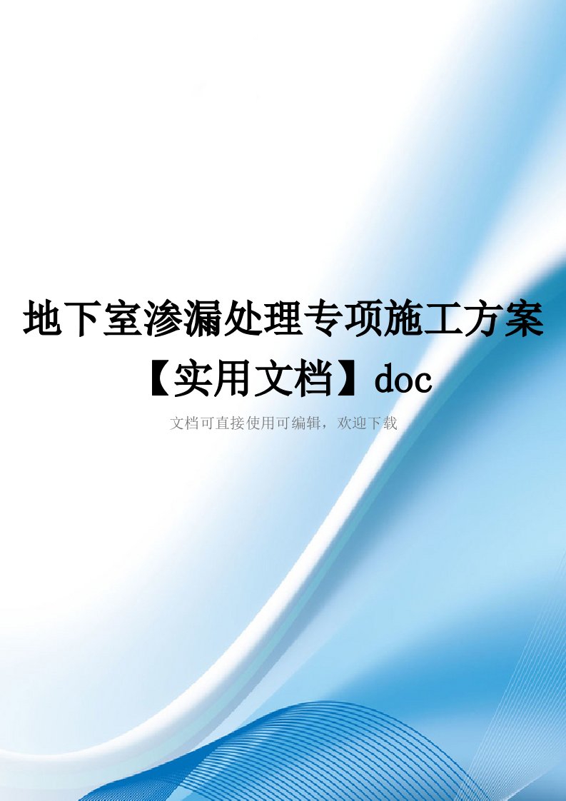 地下室渗漏处理专项施工方案【实用文档】doc