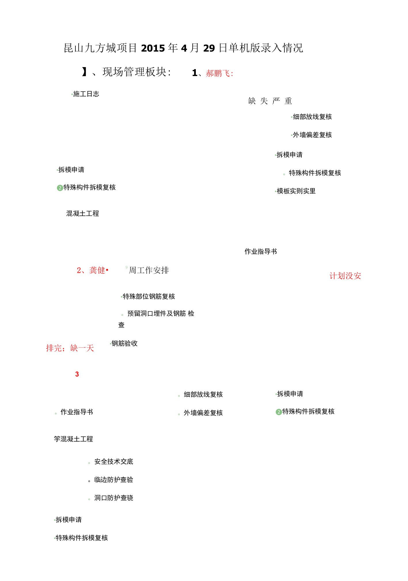 4月29日单机版本周录入情况