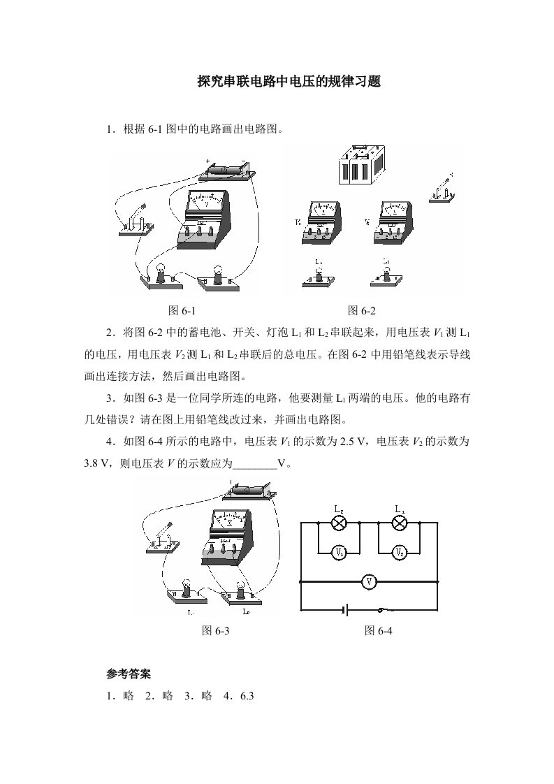 6.2探究串联电路中电压的规律习题2