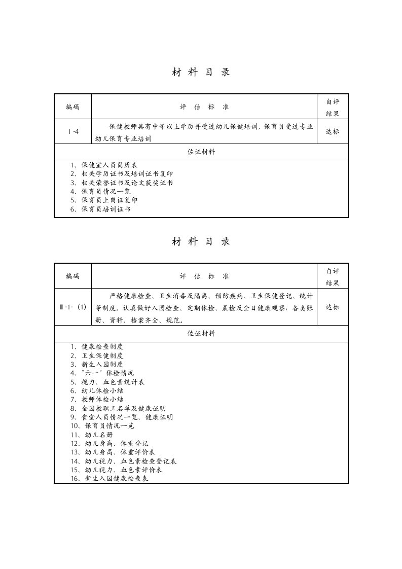 幼儿园保健台帐资料