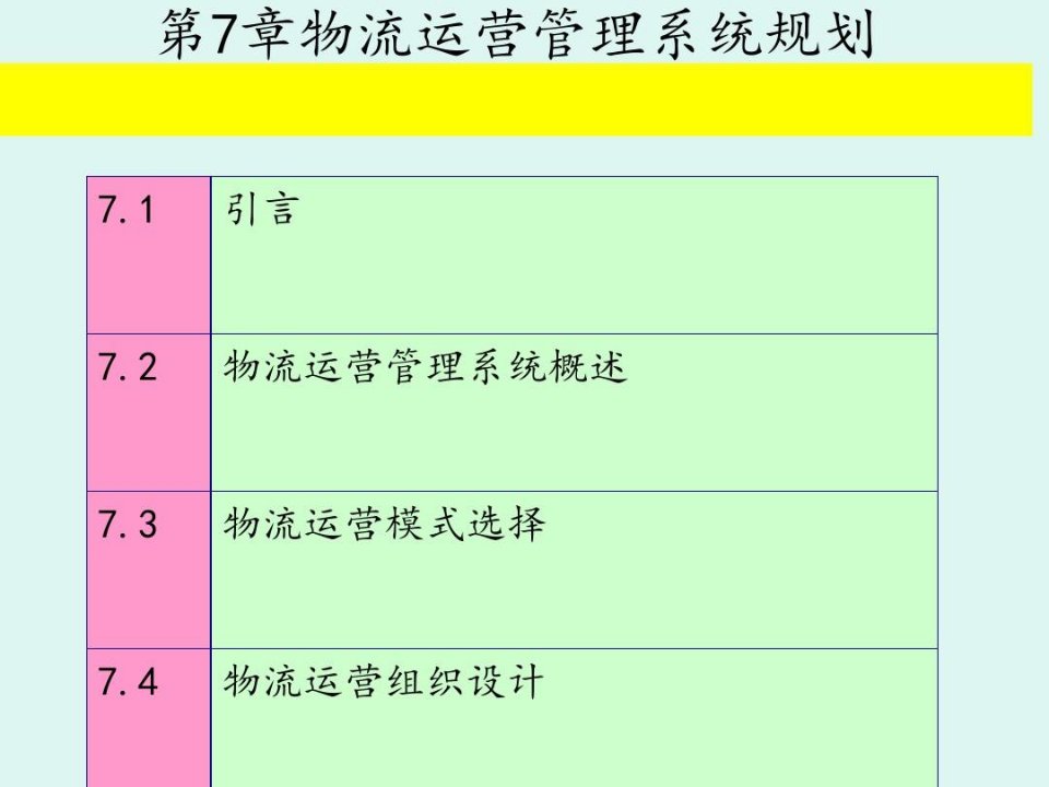 物流运营管理系统规划