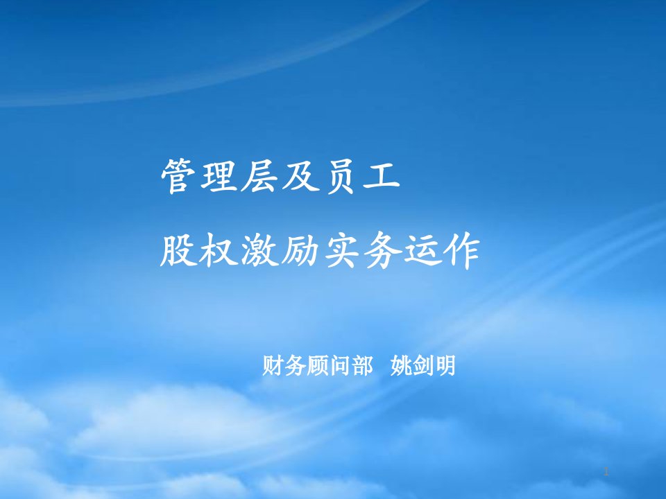 上海申银万国证券研究所有限公司--管理层与员工股权激励务实及运作(ppt