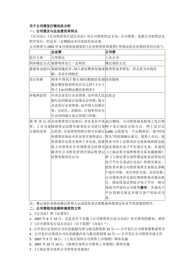 有关公司债发行情况的分析