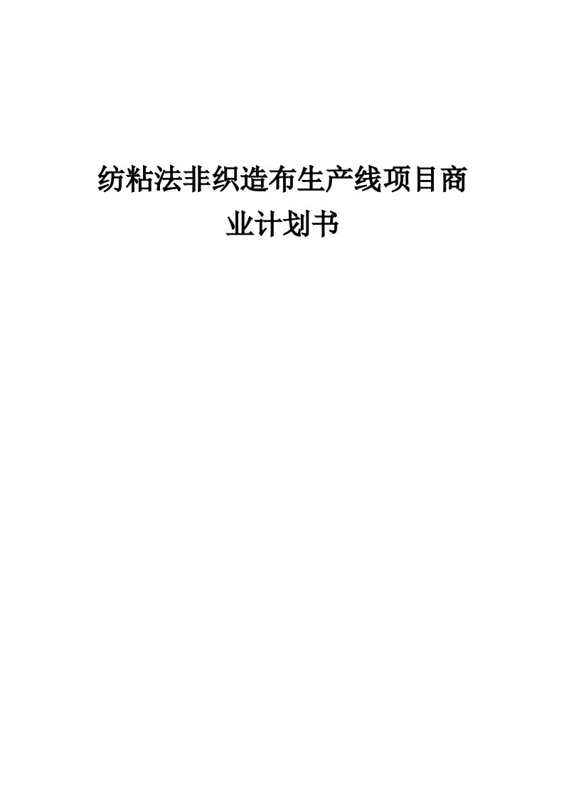 纺粘法非织造布生产线项目商业计划书