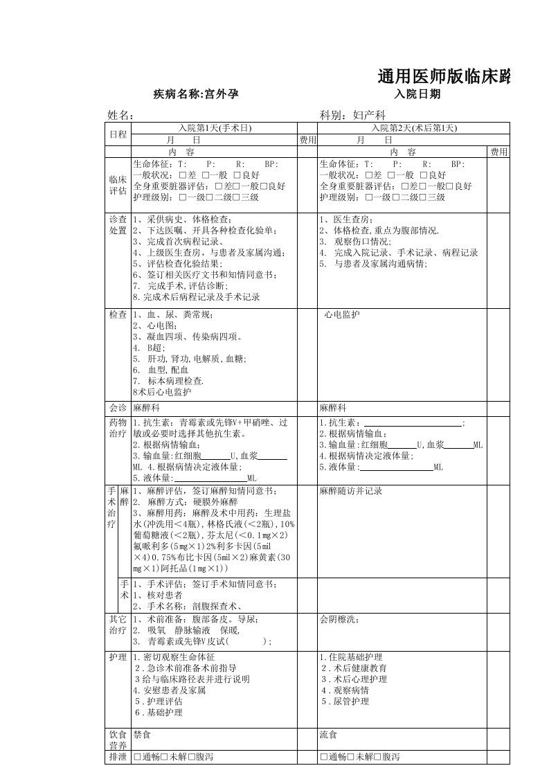 临床路径—宫外孕