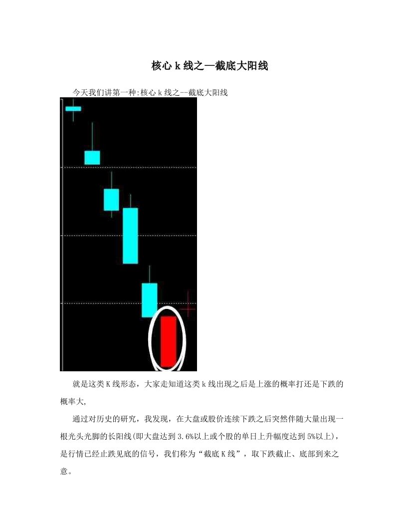 核心k线之--截底大阳线