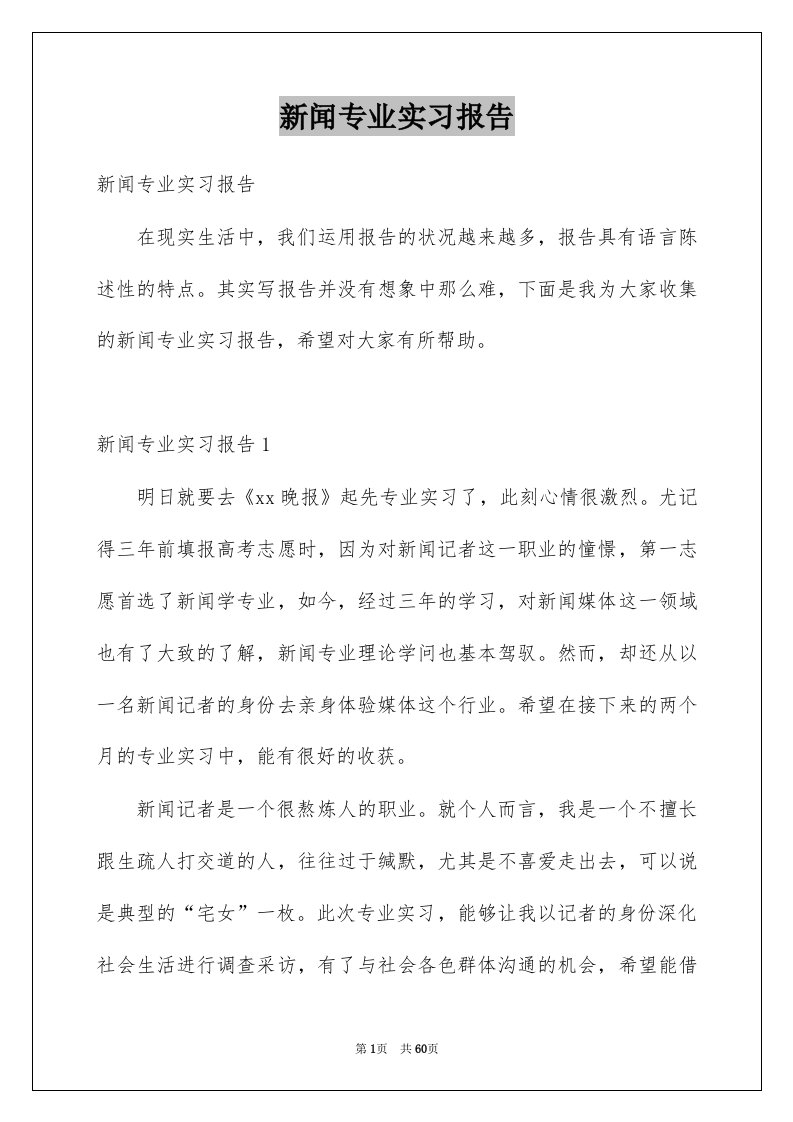 新闻专业实习报告例文5