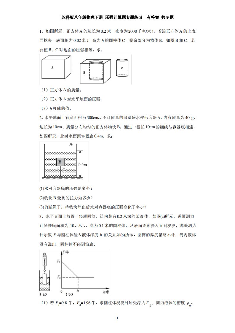 苏科版八年级物理下册同步练习