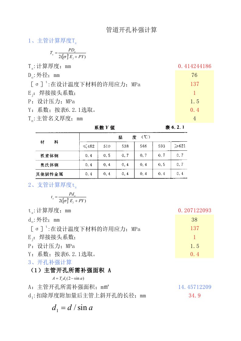 管道开孔补强计算程序