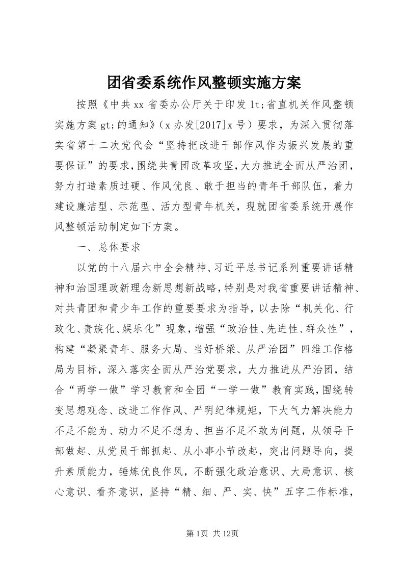 6团省委系统作风整顿实施方案