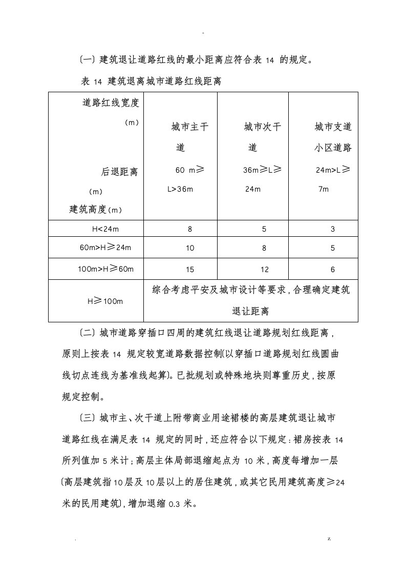 建筑退让道路红线距离规定