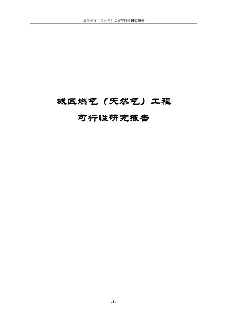 城区燃气天然气工程可行性研究报告