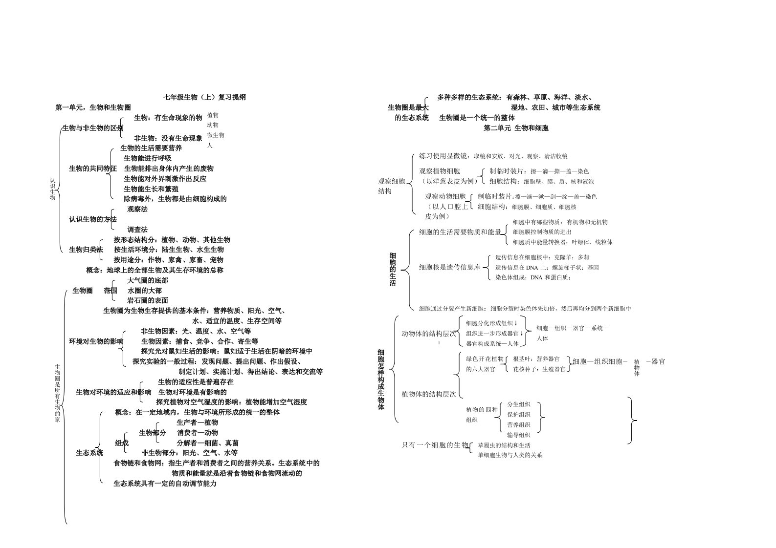 七年级生物上复习提纲(人教版)