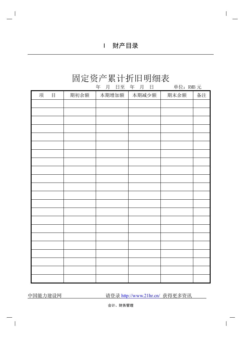 【管理精品】固定资产累计折旧明细表