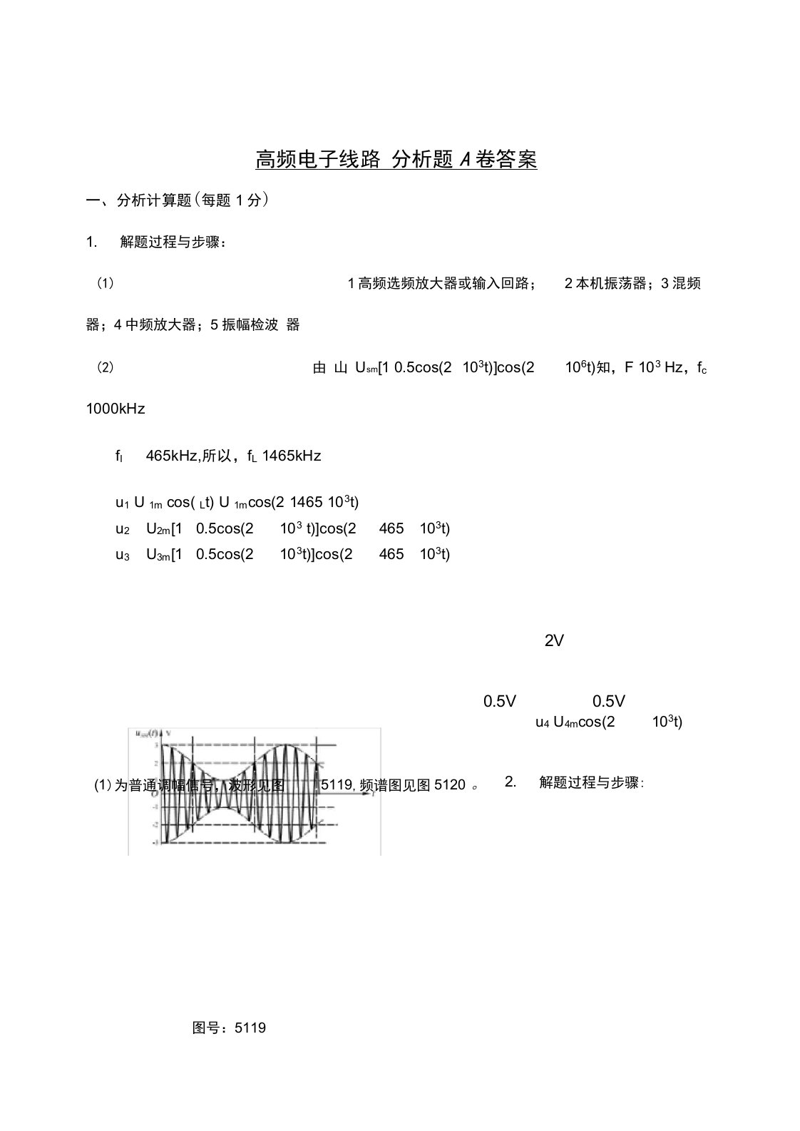 高频电子线路分析题A卷答案