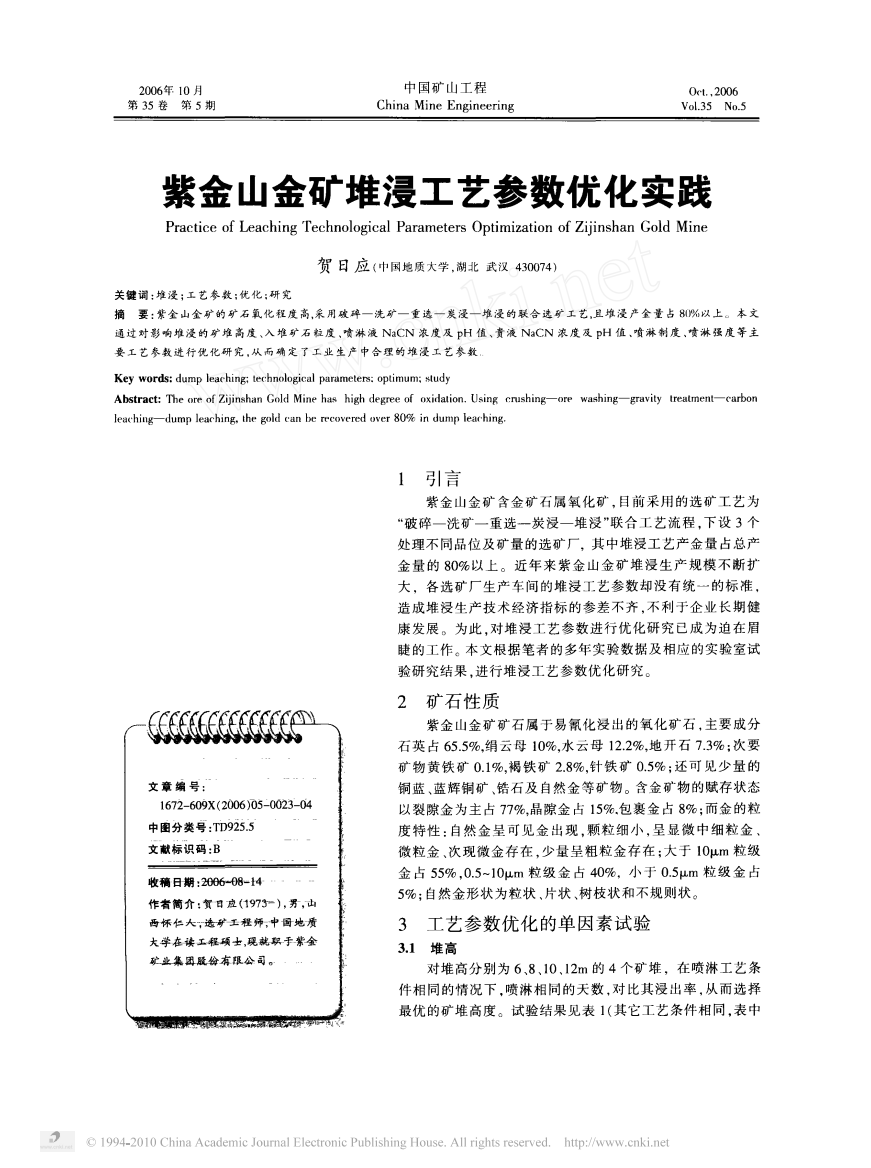 【老邢】紫金山金矿堆浸工艺参数优化实践