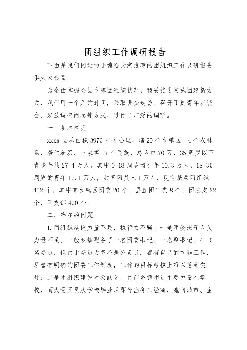 2022团组织工作调研报告