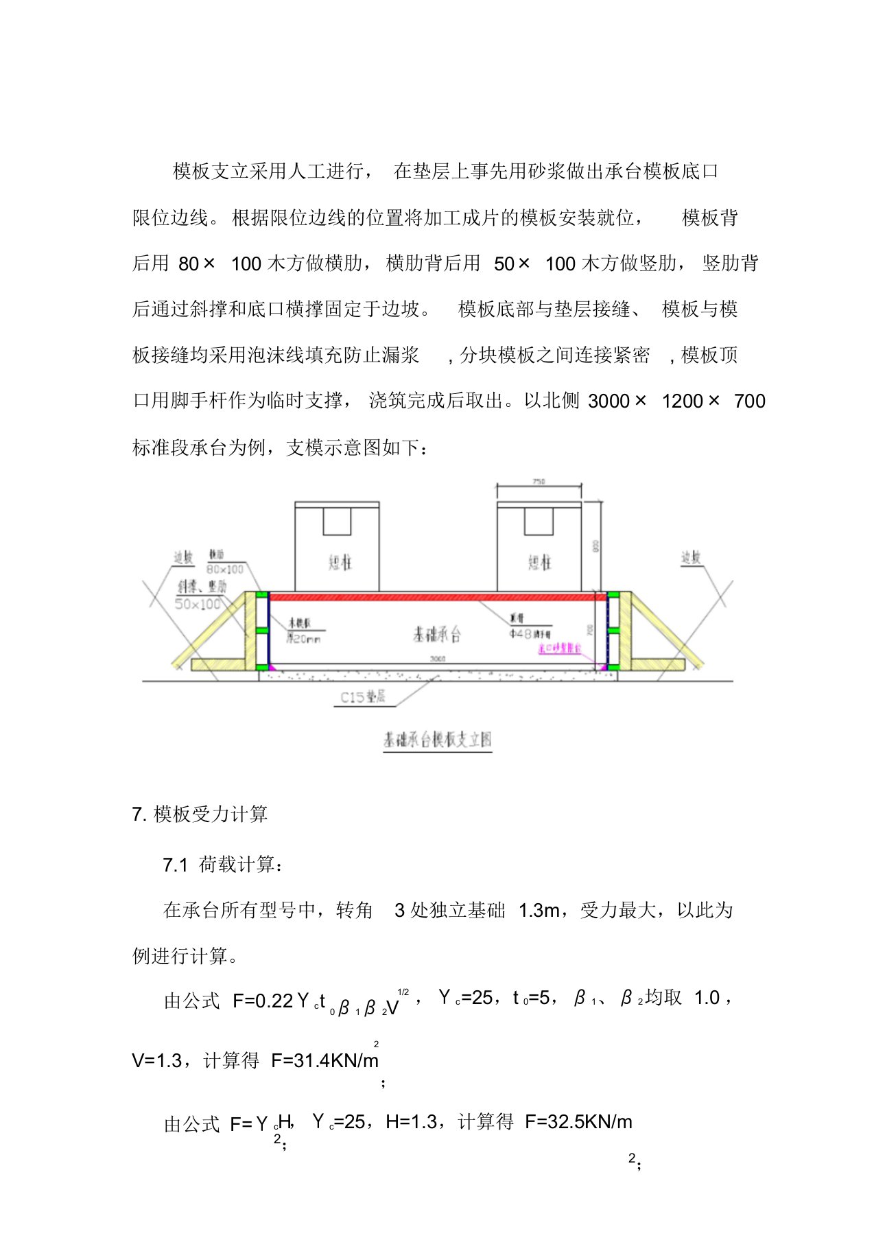 简单结构承台木模板受力计算